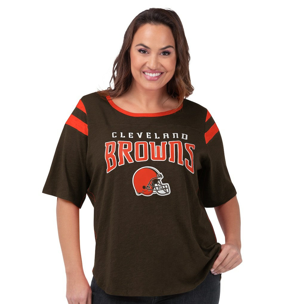 Cleveland Browns G-III 4Her by Carl Banks Women's Plus Size Linebacker T-Shirt - Brown T-shirts