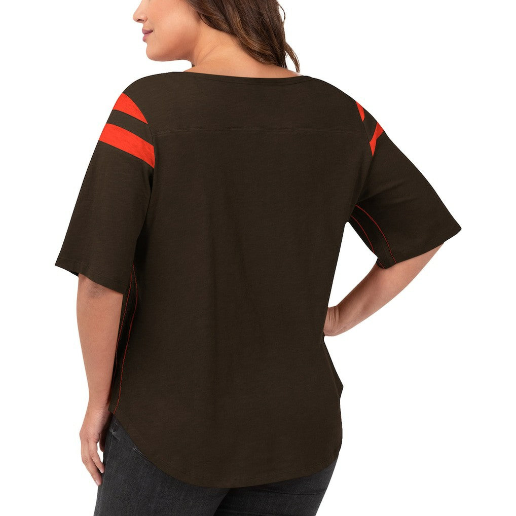 Cleveland Browns G-III 4Her by Carl Banks Women's Plus Size Linebacker T-Shirt - Brown T-shirts