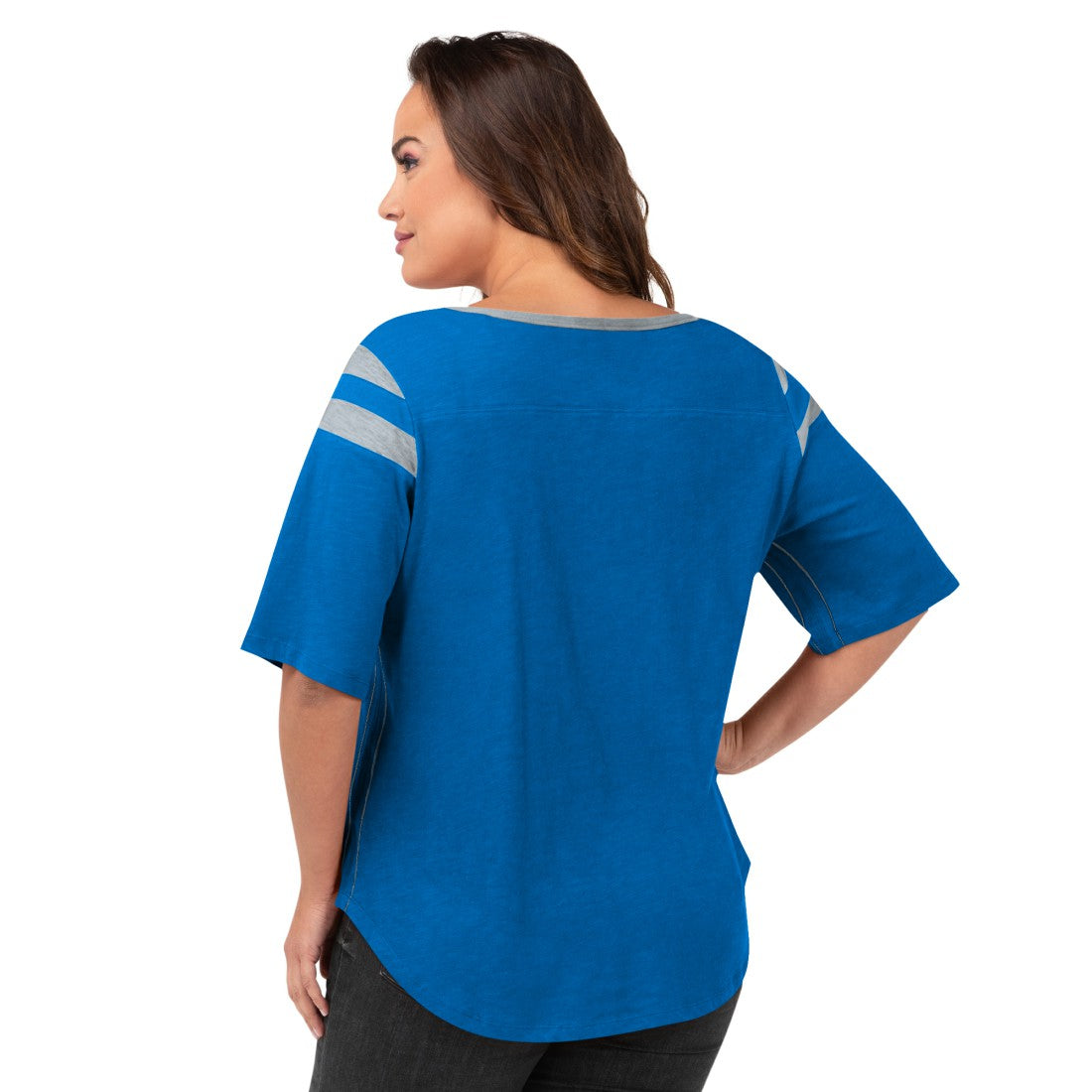 Detroit Lions G-III 4Her by Carl Banks Women's Plus Size Linebacker T-Shirt - Royal T-shirts