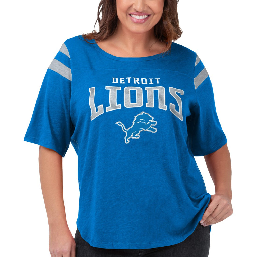 Detroit Lions G-III 4Her by Carl Banks Women's Plus Size Linebacker T-Shirt - Royal T-shirts