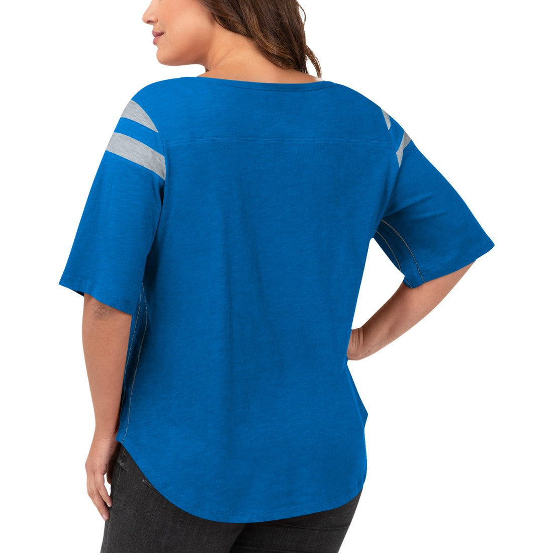 Detroit Lions G-III 4Her by Carl Banks Women's Plus Size Linebacker T-Shirt - Royal T-shirts