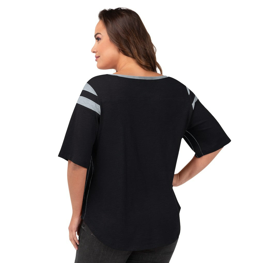 Las Vegas Raiders G-III 4Her by Carl Banks Women's Plus Size Linebacker T-Shirt - Black T-shirts