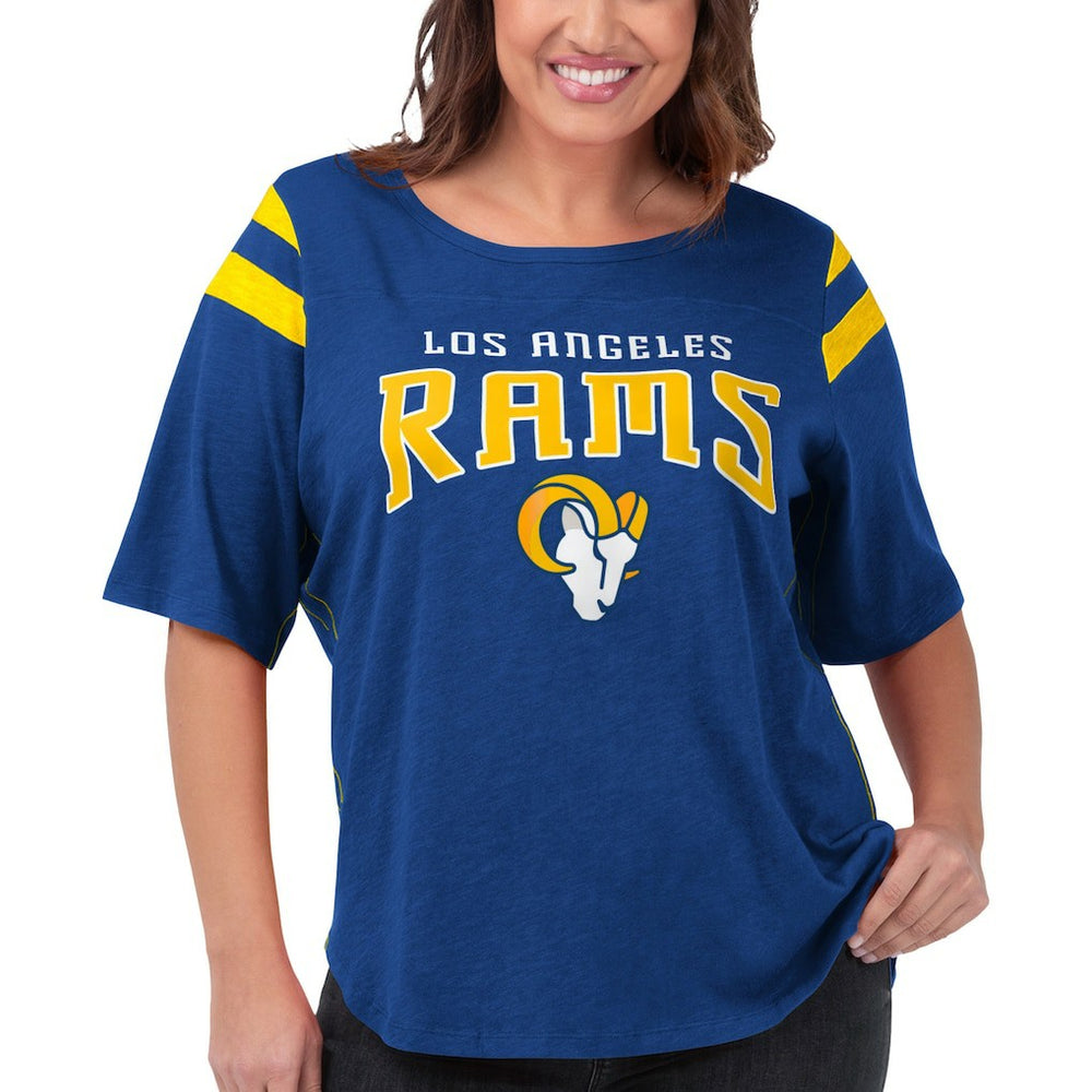 Los Angeles Rams G-III 4Her by Carl Banks Women's Plus Size Linebacker T-Shirt - Royal T-shirts