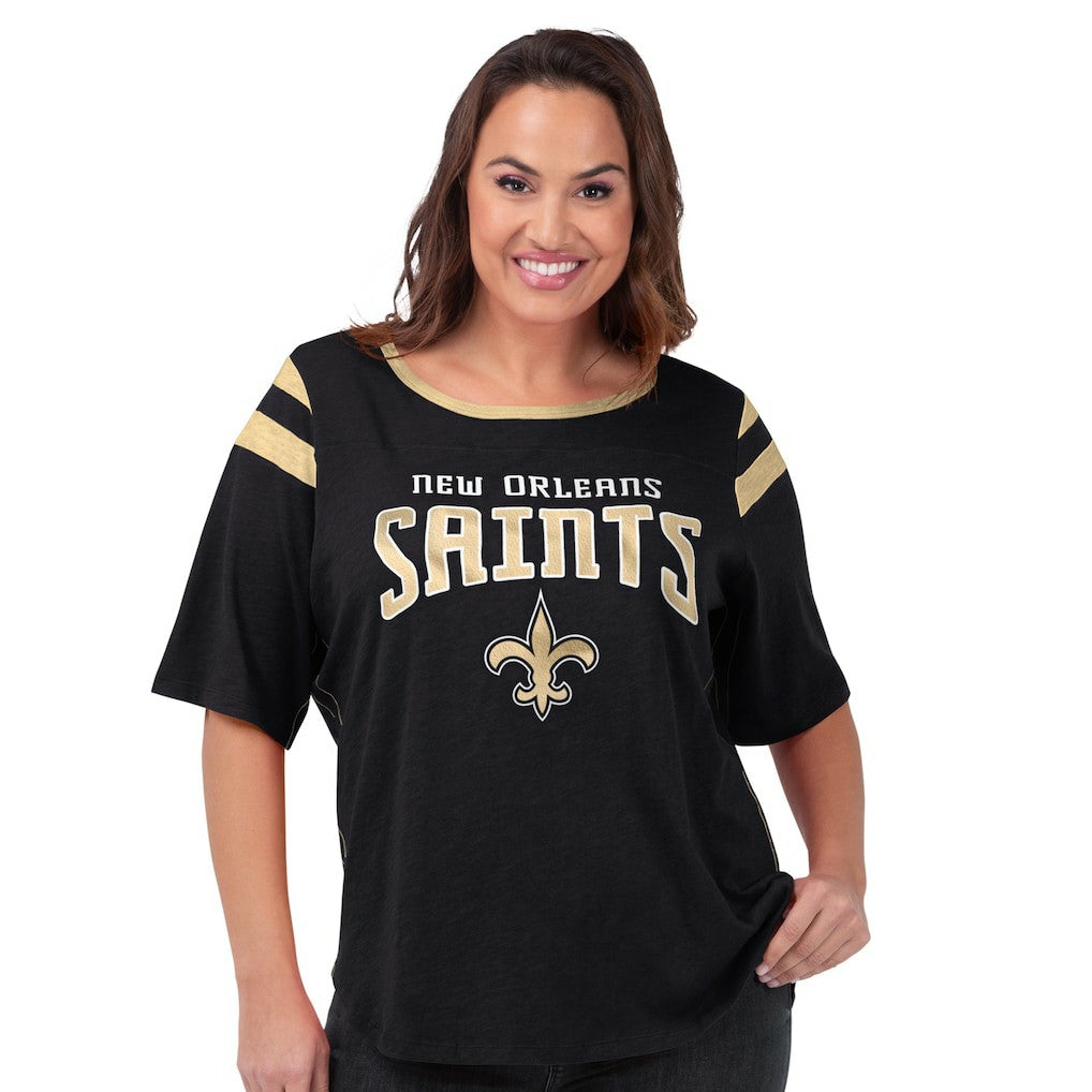 New Orleans Saints G-III 4Her by Carl Banks Women's Plus Size Linebacker T-Shirt - Black T-shirts
