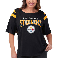 Pittsburgh Steelers G-III 4Her by Carl Banks Women's Plus Size Linebacker T-Shirt - Black T-shirts