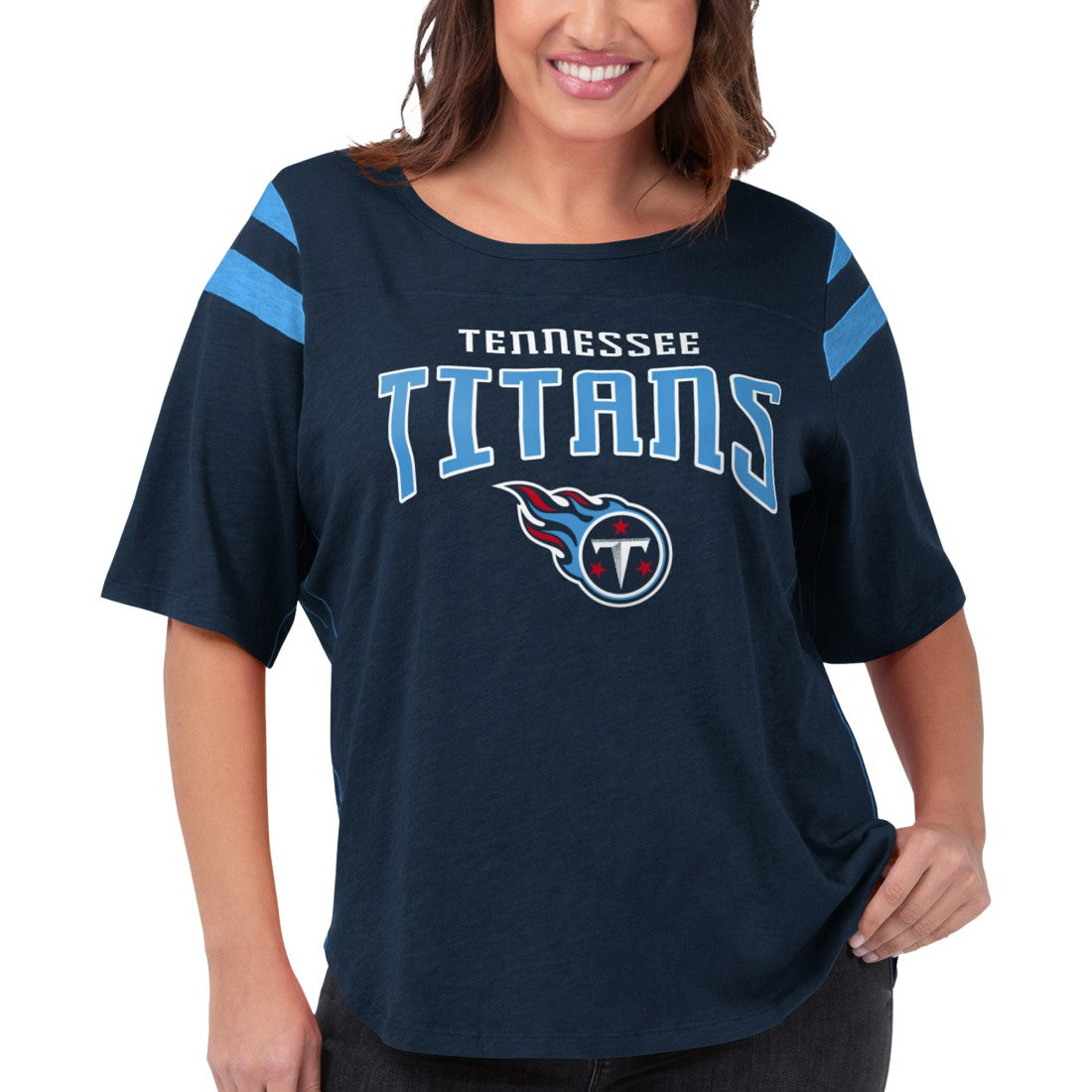 Tennessee Titans G-III 4Her by Carl Banks Women's Plus Size Linebacker T-Shirt - Navy T-shirts