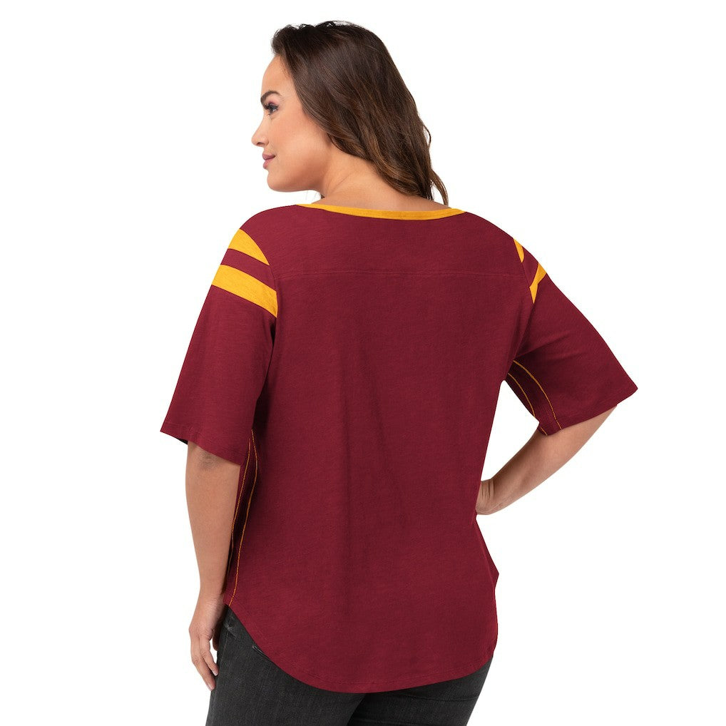 Washington Commanders G-III 4Her by Carl Banks Women's Plus Size Linebacker T-Shirt - Burgundy T-shirts
