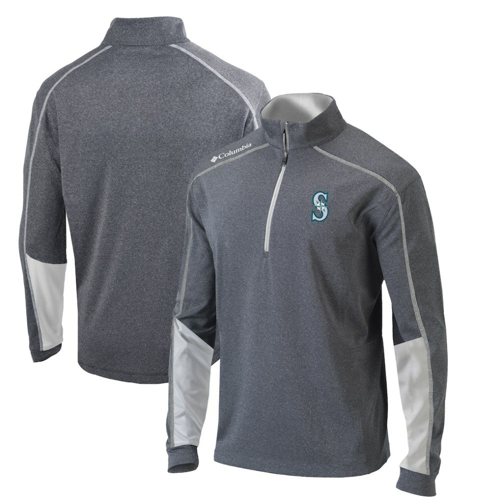 Seattle Mariners Columbia Omni-Wick Shotgun 2.0 Quarter-Zip Pullover Top - Charcoal/White Pullover