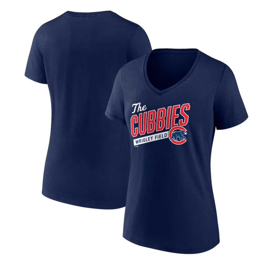 Chicago Cubs Women's Hometown Collection Those Cubbies V-Neck T-Shirt - Navy T-shirts