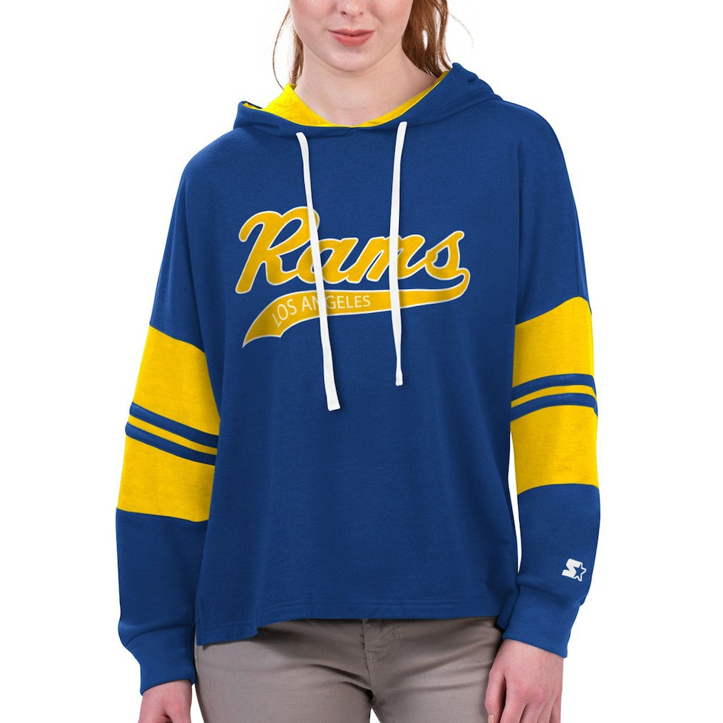Los Angeles Rams Starter Women's Bump And Run Long Sleeve Hoodie T-Shirt - Royal Hoodies
