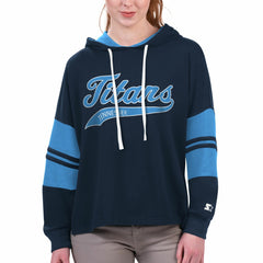 Tennessee Titans Starter Women's Bump And Run Long Sleeve Hoodie T-Shirt - Navy Hoodies