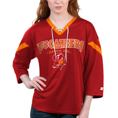 Tampa Bay Buccaneers Starter Women's Rally Lace-Up 3/4 Sleeve T-Shirt - Red T-shirts