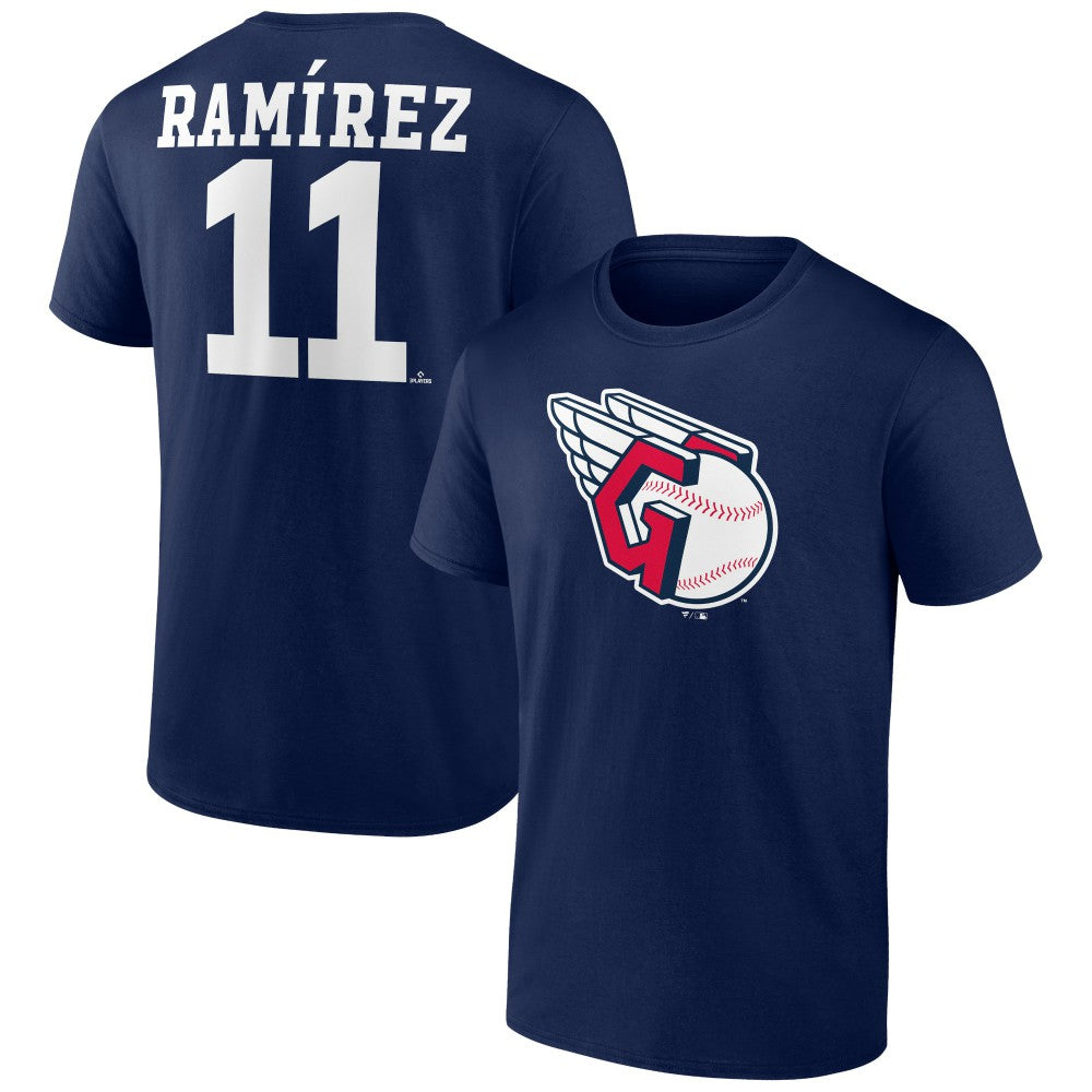 Jose Ramirez Cleveland Guardians Player Icon Name & Number T-Shirt - Navy T-shirts