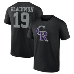 Charlie Blackmon Colorado Rockies Player Icon Name & Number T-Shirt - Black T-shirts