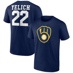 Christian Yelich Milwaukee Brewers Player Icon Name & Number T-Shirt - Navy T-shirts