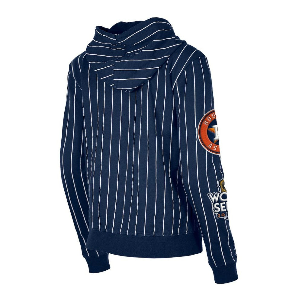 Houston Astros New Era Women's Pinstripe Tri-Blend Full-Zip Hoodie Jacket - Navy Jackets