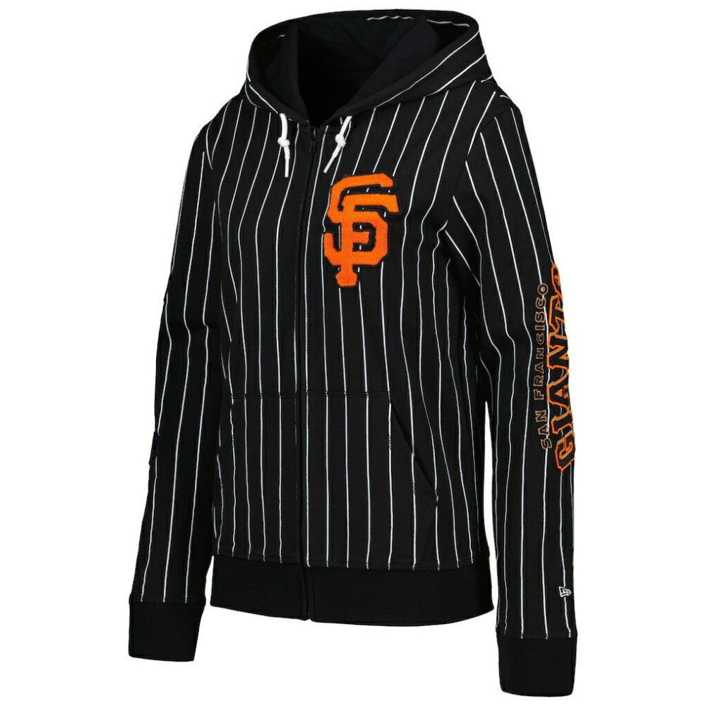 San Francisco Giants New Era Women's Pinstripe Tri-Blend Full-Zip Jacket - Black Jackets