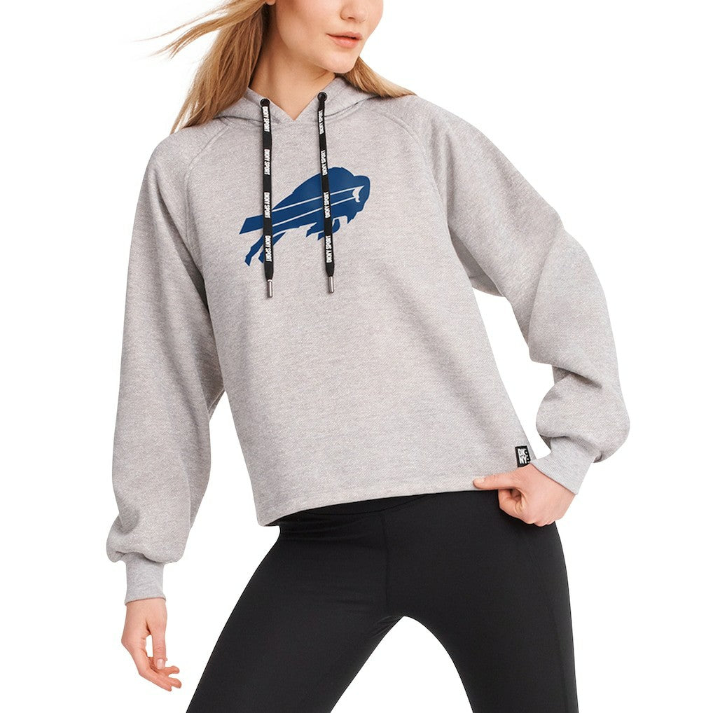 Buffalo Bills DKNY Sport Women's Debbie Dolman Raglan Pullover Hoodie - Heather Gray Hoodies