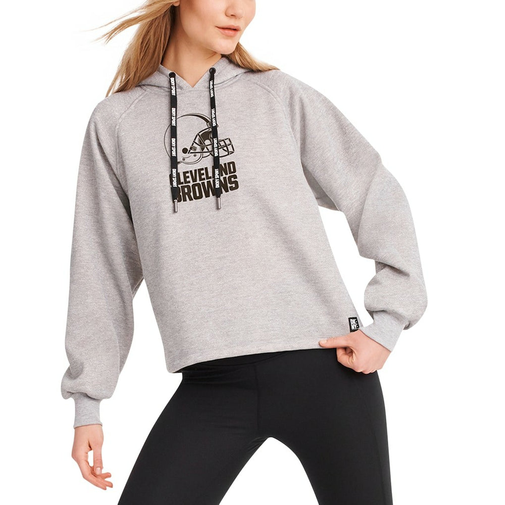 Cleveland Browns DKNY Sport Women's Debbie Dolman Raglan Pullover Hoodie - Heather Gray Hoodies