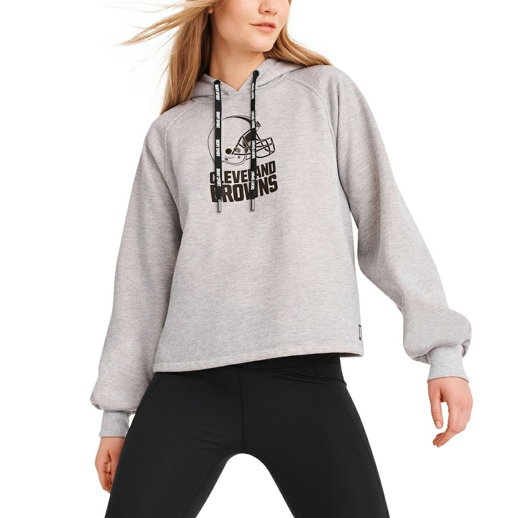 Cleveland Browns DKNY Sport Women's Debbie Dolman Raglan Pullover Hoodie - Heather Gray Hoodies