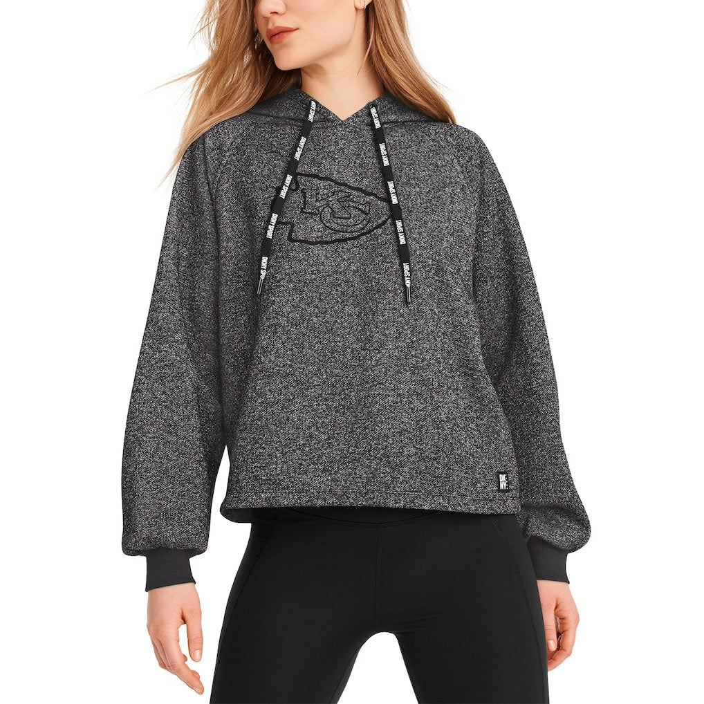 Kansas City Chiefs DKNY Sport Women's Debbie Dolman Raglan Pullover Hoodie - Black Hoodies