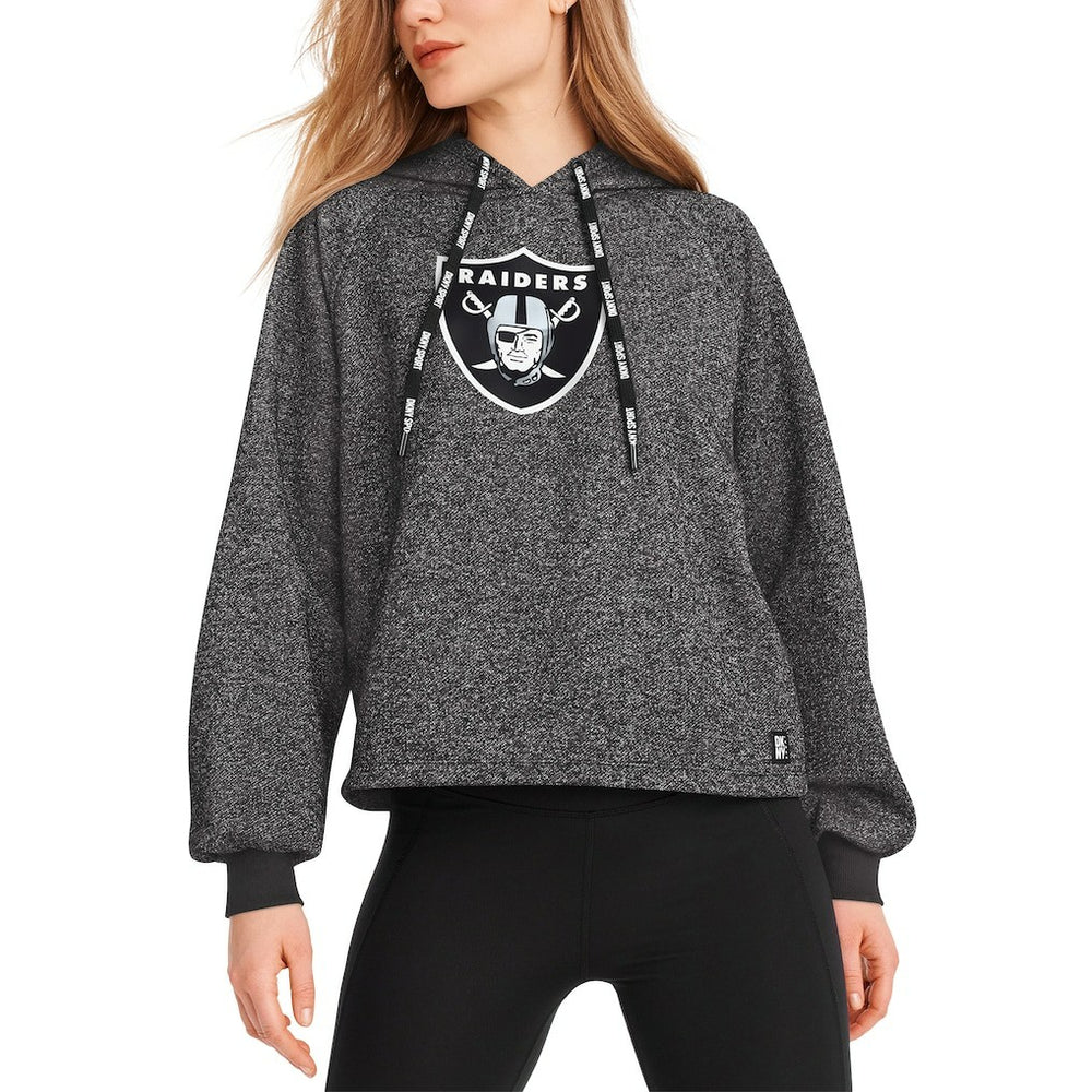 Las Vegas Raiders DKNY Sport Women's Debbie Dolman Raglan Pullover Hoodie - Black Hoodies