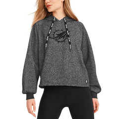 Miami Dolphins DKNY Sport Women's Debbie Dolman Raglan Pullover Hoodie - Black Hoodies