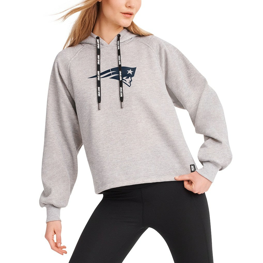 New England Patriots DKNY Sport Women's Debbie Dolman Raglan Pullover Hoodie - Heather Gray Hoodies