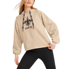 New Orleans Saints DKNY Sport Women's Debbie Dolman Raglan Pullover Hoodie - Cream Hoodies