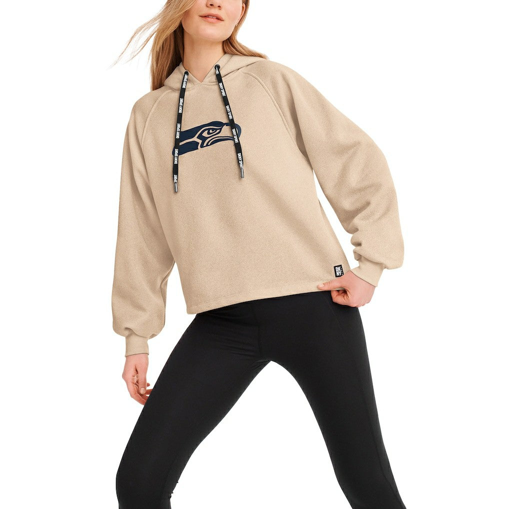 Seattle Seahawks DKNY Sport Women's Debbie Dolman Raglan Pullover Hoodie - Cream Hoodies