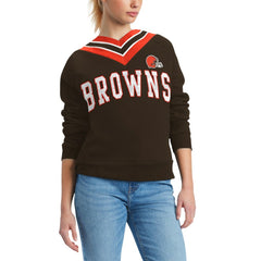 Cleveland Browns Tommy Hilfiger Women's Heidi Raglan V-Neck Sweater - Brown