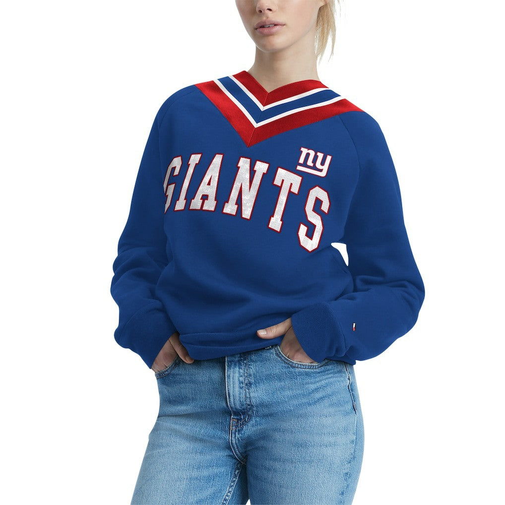 New York Giants Tommy Hilfiger Women's Heidi Raglan V-Neck Sweater - Royal