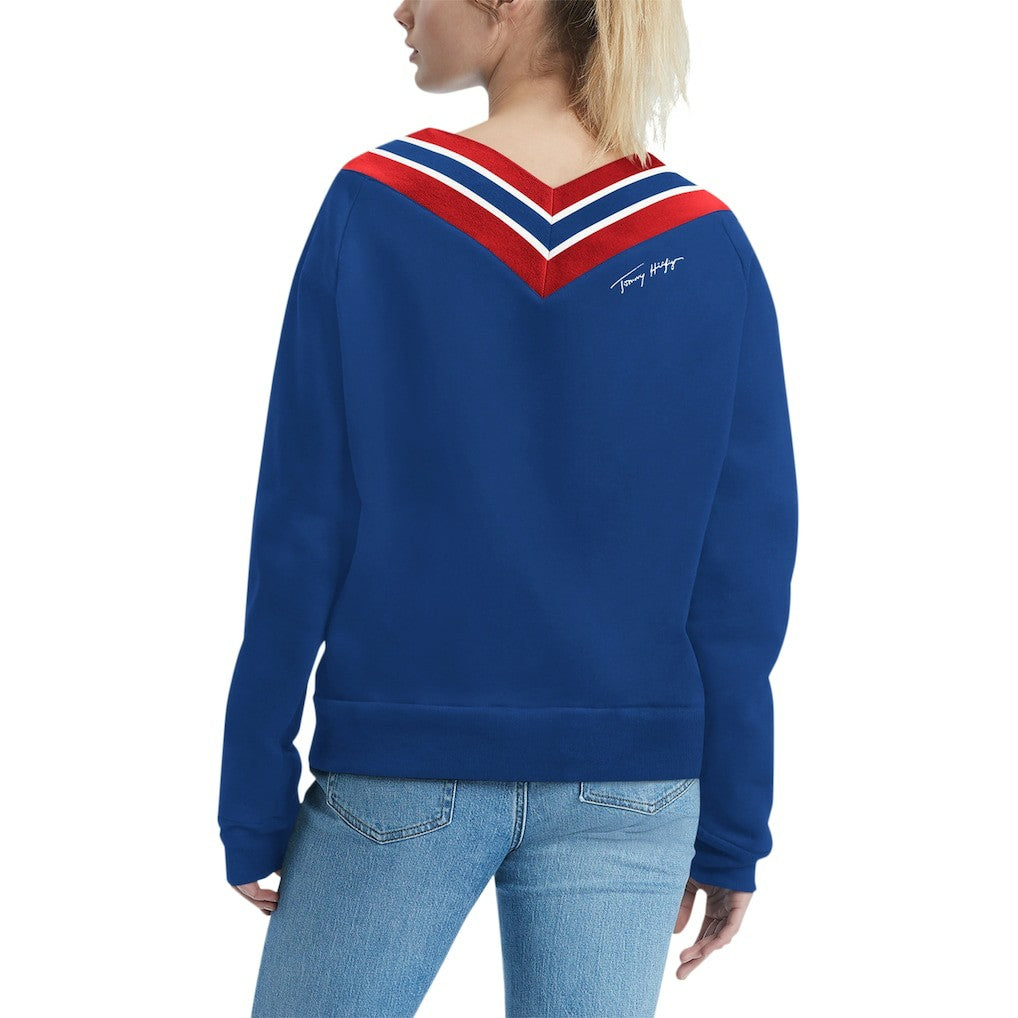 New York Giants Tommy Hilfiger Women's Heidi Raglan V-Neck Sweater - Royal
