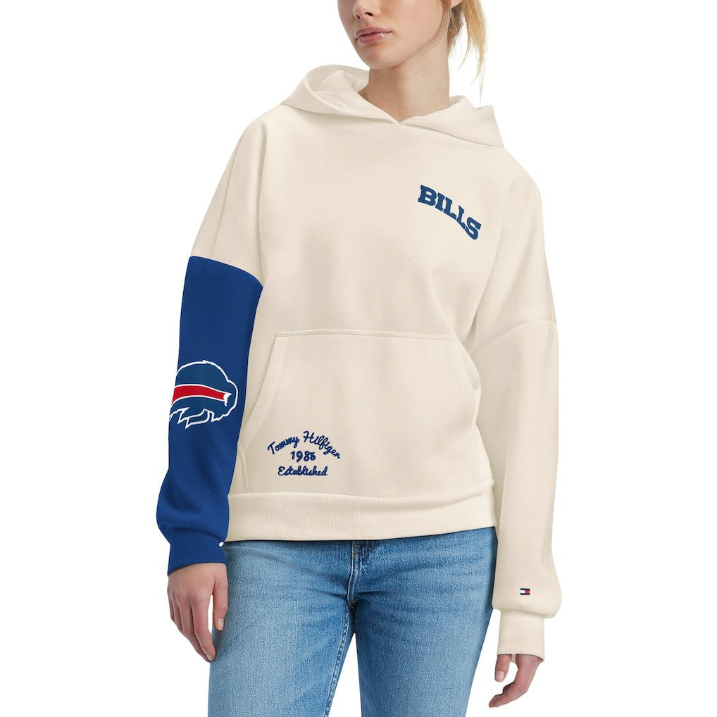 Buffalo Bills Tommy Hilfiger Women's Harriet Pullover Hoodie - Cream/Royal Hoodies