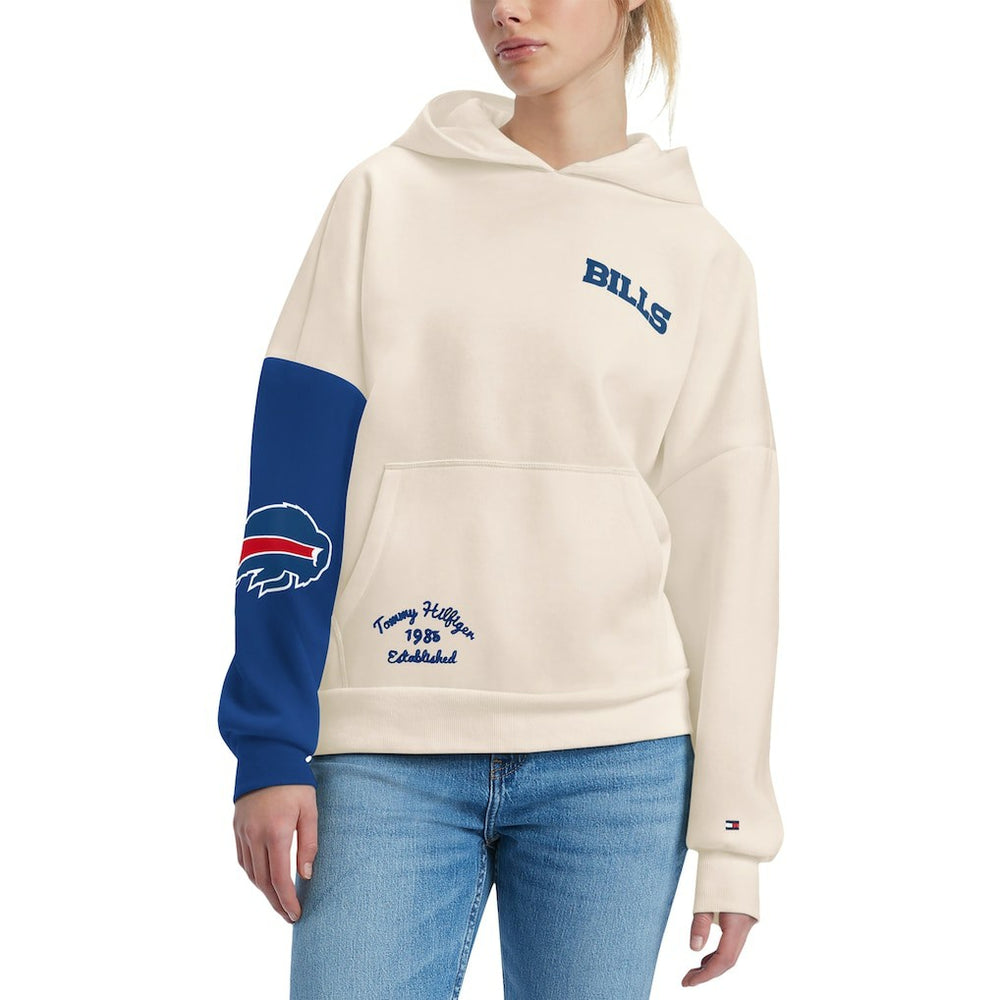 Buffalo Bills Tommy Hilfiger Women's Harriet Pullover Hoodie - Cream/Royal Hoodies