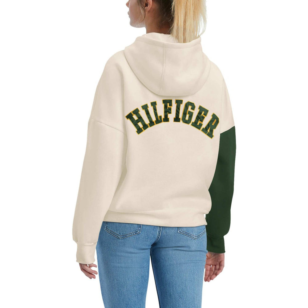 Green Bay Packers Tommy Hilfiger Women's Harriet Pullover Hoodie - Cream/Green Hoodies