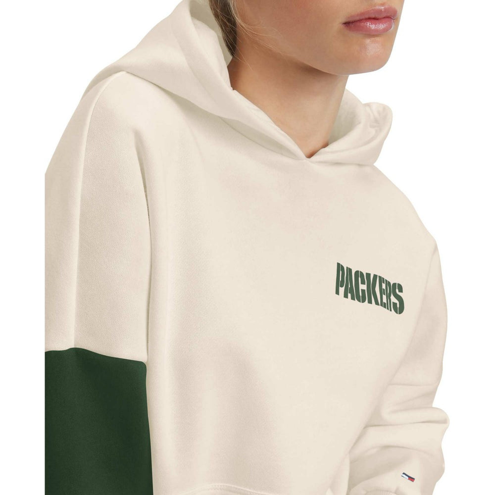 Green Bay Packers Tommy Hilfiger Women's Harriet Pullover Hoodie - Cream/Green Hoodies