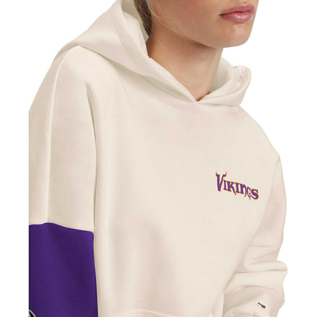Minnesota Vikings Tommy Hilfiger Women's Harriet Pullover Hoodie - Cream/Purple Hoodies