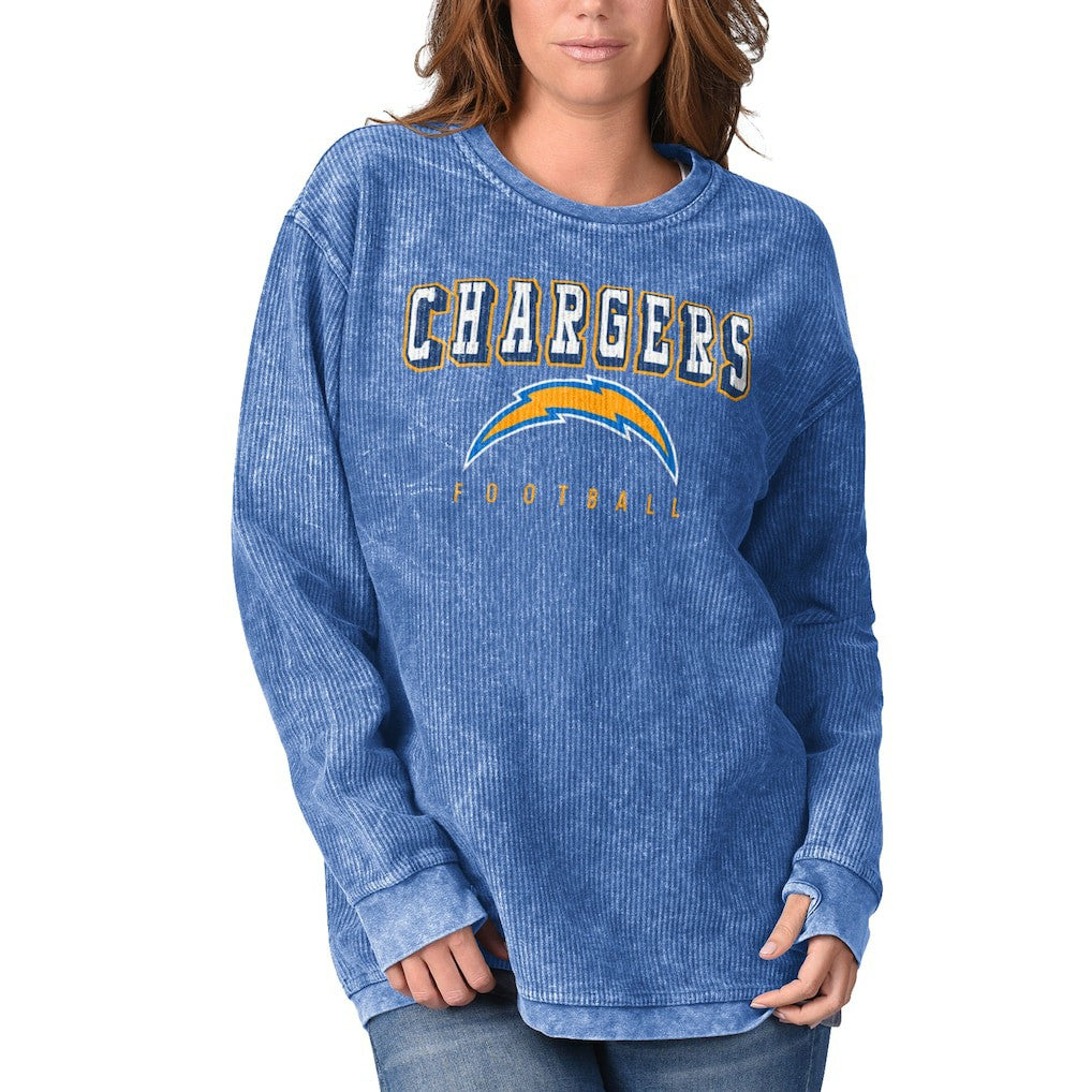 Los Angeles Chargers G-III 4Her by Carl Banks Women's Comfy Cord Pullover Sweatshirt - Powder Blue Pullover