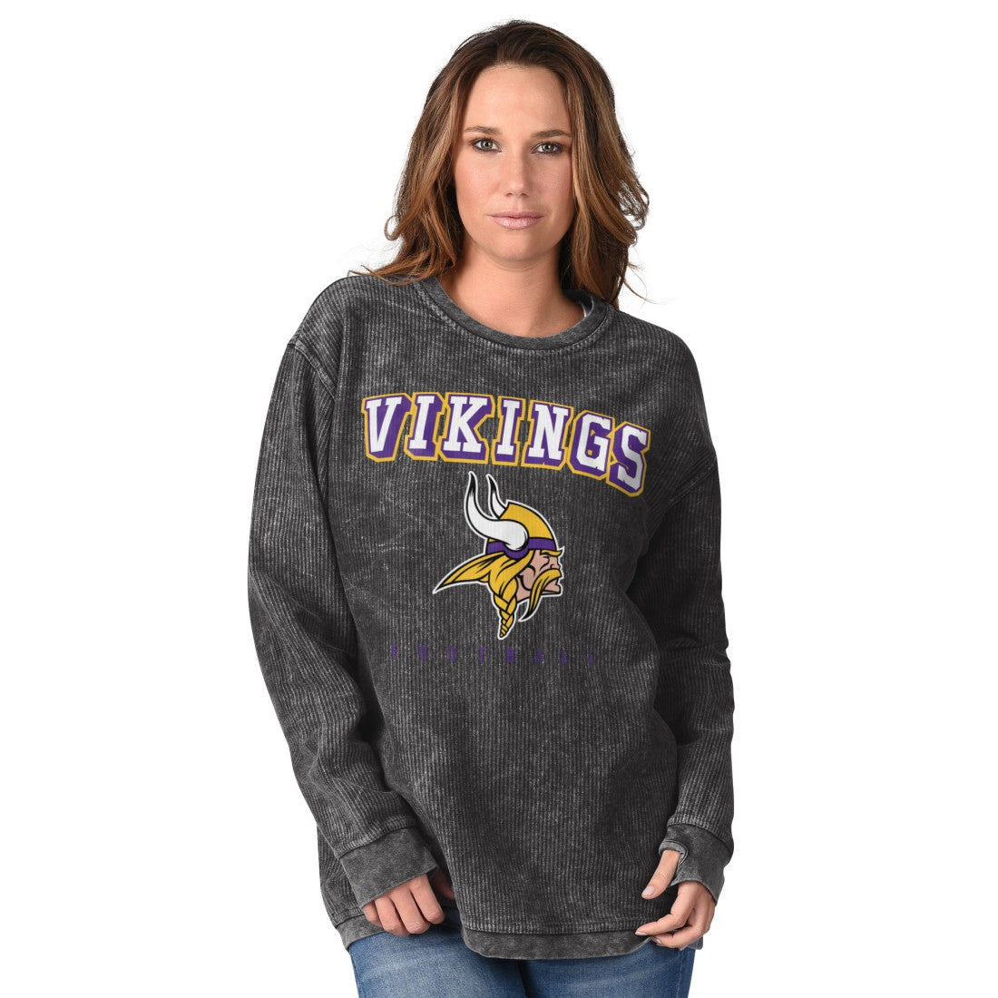 Minnesota Vikings G-III 4Her by Carl Banks Women's Comfy Cord Sweatshirt - Gray Sweatshirts