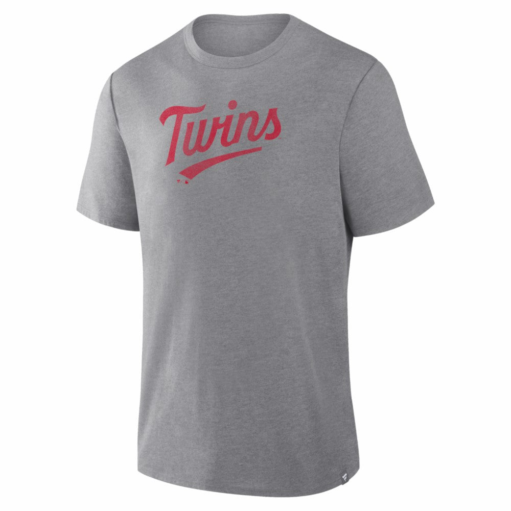 Minnesota Twins Fanatics Play Tribute Tri-Blend T-Shirt - Heather Gray T-shirts