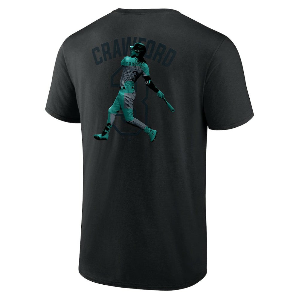 J.P. Crawford Seattle Mariners Double Play Name & Number T-Shirt - Black T-shirts