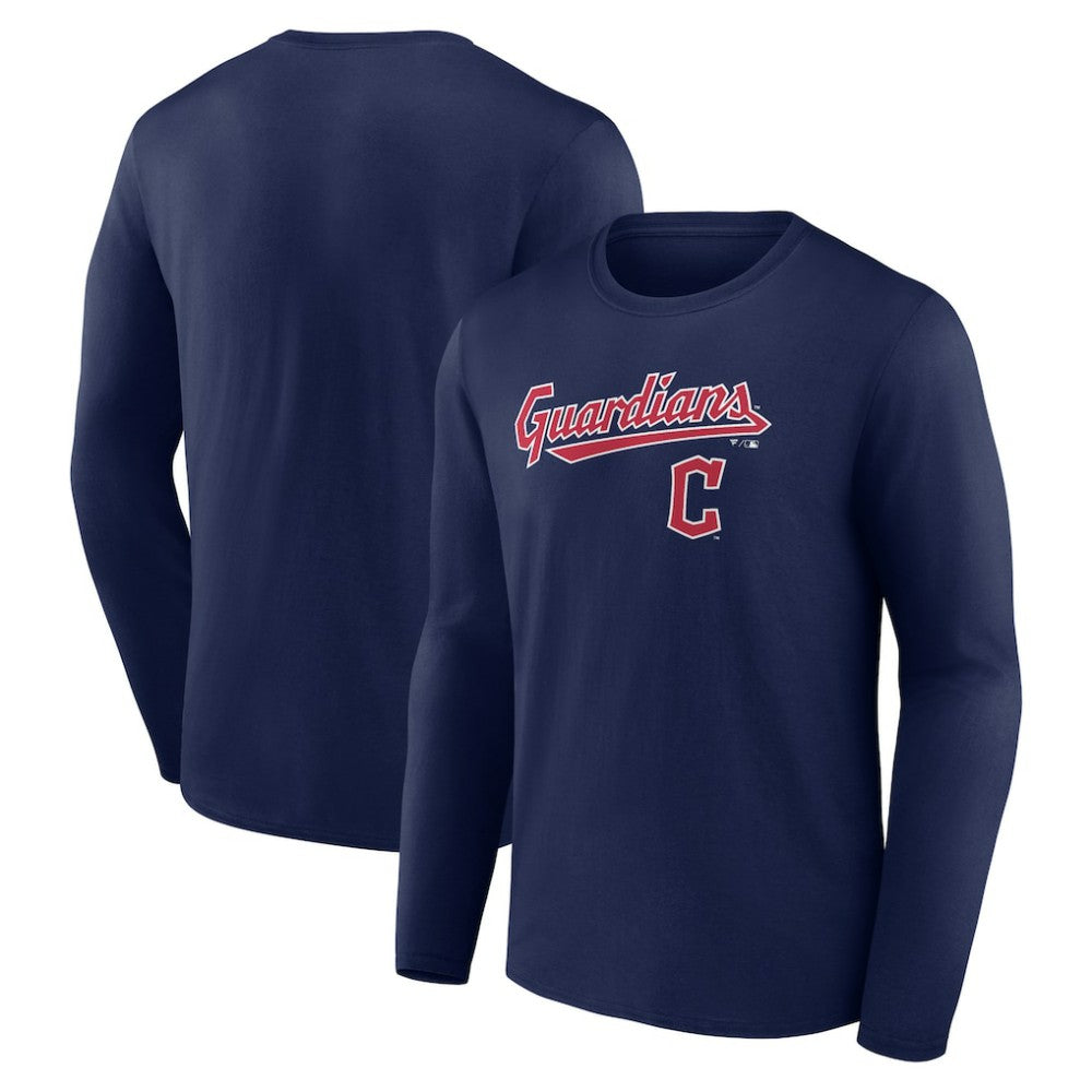 Cleveland Guardians Team Lockup Long Sleeve T-Shirt - Navy T-shirts