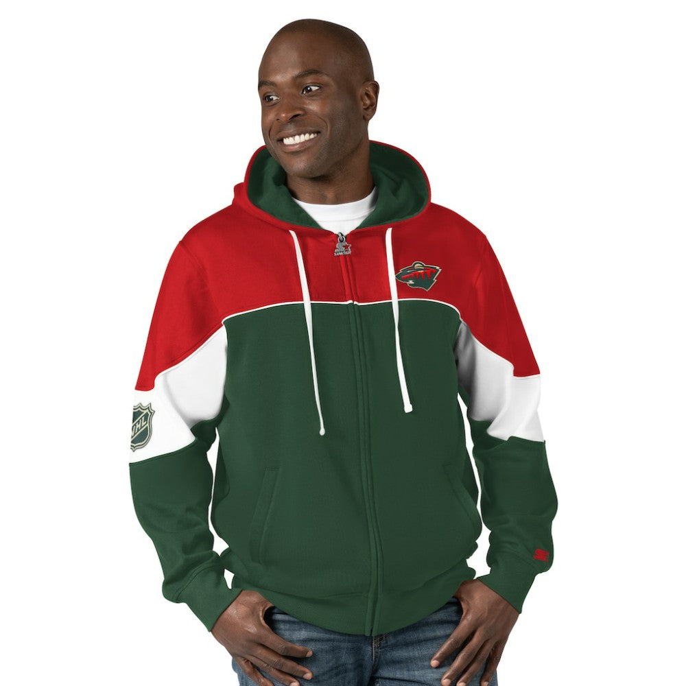 Minnesota Wild Starter Power Forward Full-Zip Hoodie - Green/Red | US 200115897