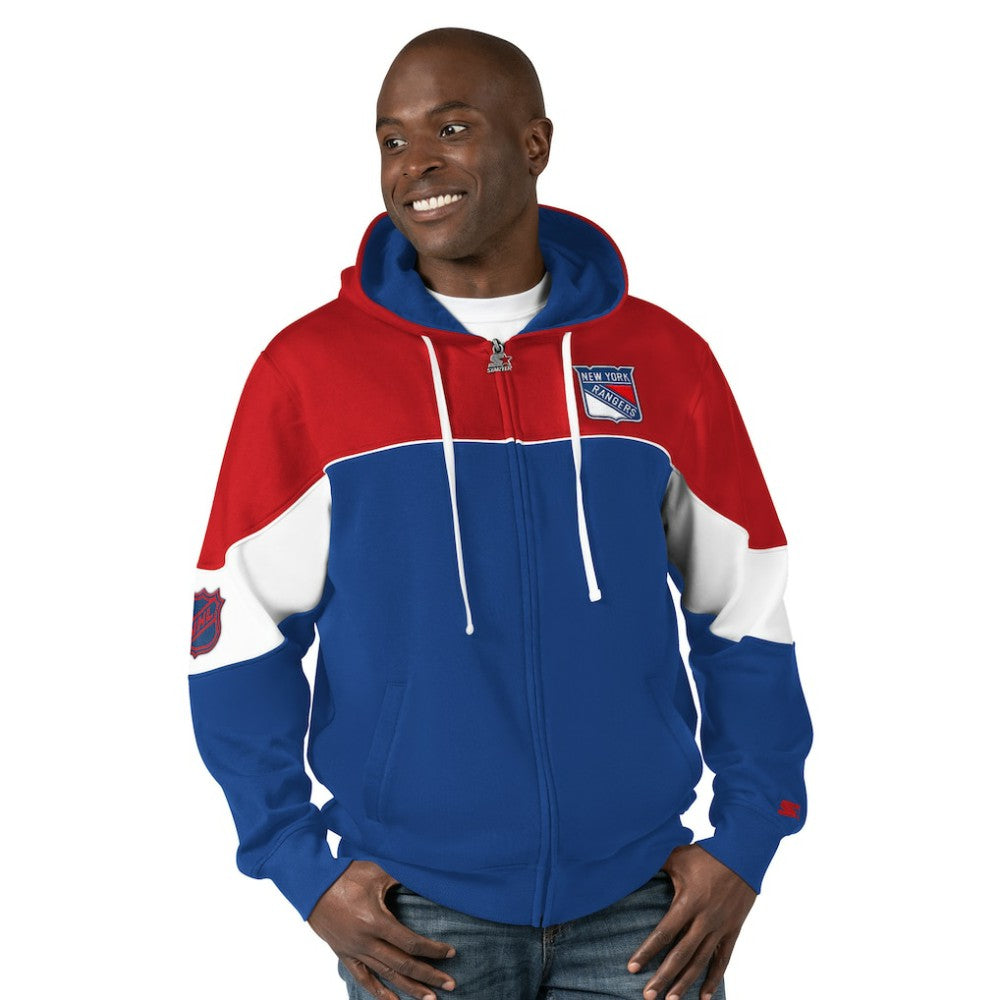 New York Rangers Starter Power Forward Full-Zip Hoodie - Blue/Red | US 200115901