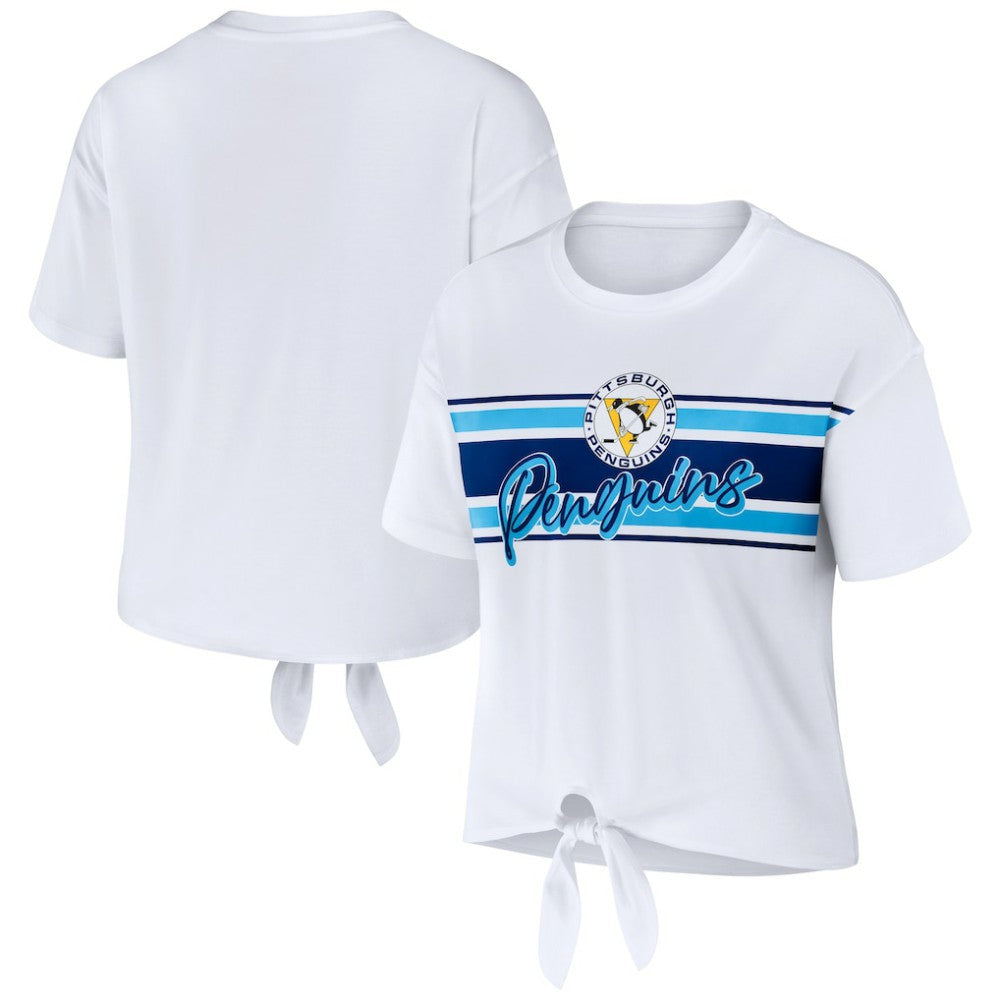 Pittsburgh Penguins WEAR by Erin Andrews Women's Front Knot T-Shirt - White | US 200116103