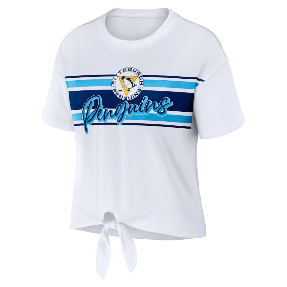 Pittsburgh Penguins WEAR by Erin Andrews Women's Front Knot T-Shirt - White | US 200116103