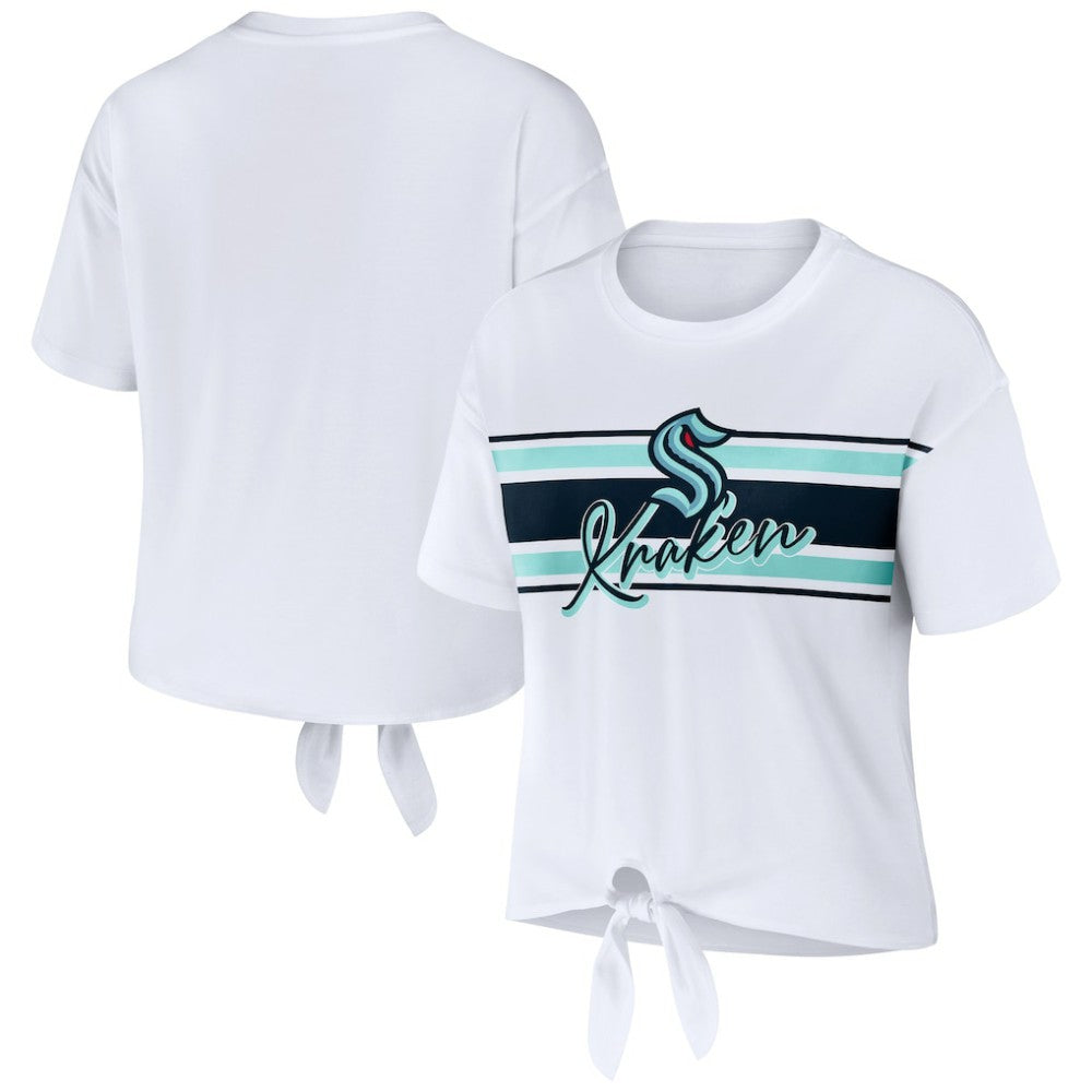 Seattle Kraken WEAR by Erin Andrews Women's Front Knot T-Shirt - White | US 200116105