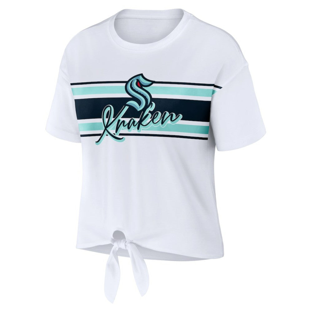Seattle Kraken WEAR by Erin Andrews Women's Front Knot T-Shirt - White | US 200116105