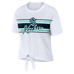 Seattle Kraken WEAR by Erin Andrews Women's Front Knot T-Shirt - White | US 200116105